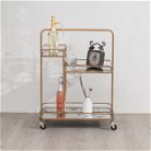 Gold Vintage Printed Glass 3 Tier Drinks Trolley with Wheels