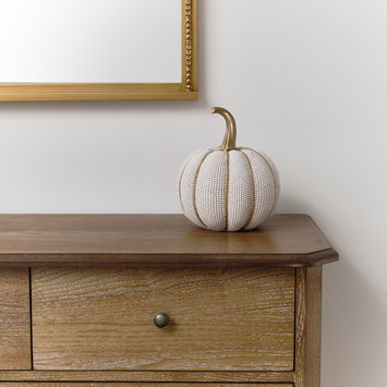 Gold & White Beaded Detailing Pumpkin Ornament