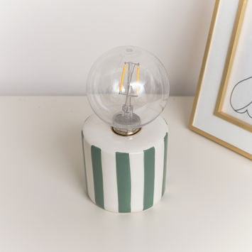 Green Cabana Stripe LED Desk Lamp 18cm