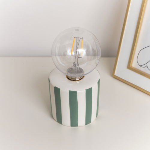 Green Cabana Stripe LED Desk Lamp - 18cm