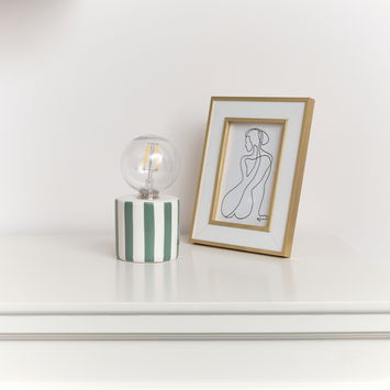 Green Cabana Stripe LED Desk Lamp 18cm
