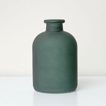 Green Frosted Glass Bottle Vase -18cm