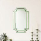 Green Glass Art Deco Rectangle Wall Mirror - 80cm x 50cm