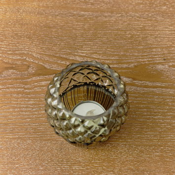 Green Glass Autumn Acorn Candle Holder 9cm