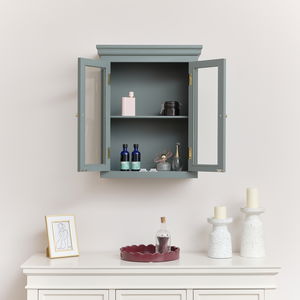 Green Glass Fronted Wall Cabinet - 52cm x 65cm