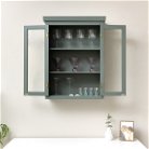 Green Glass Fronted Wall Cabinet 76cm x 57cm