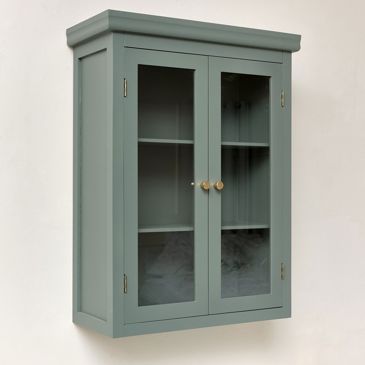 Green Glass Fronted Wall Cabinet 75cm x 57cm | Melody Maison