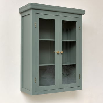 Green Glass Fronted Wall Cabinet 76cm x 57cm