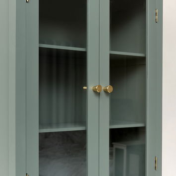 Green Glass Fronted Wall Cabinet 76cm x 57cm