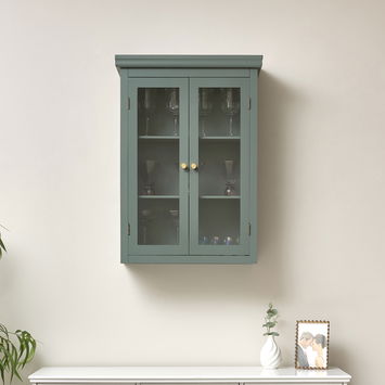 Green Glass Fronted Wall Cabinet 76cm x 57cm