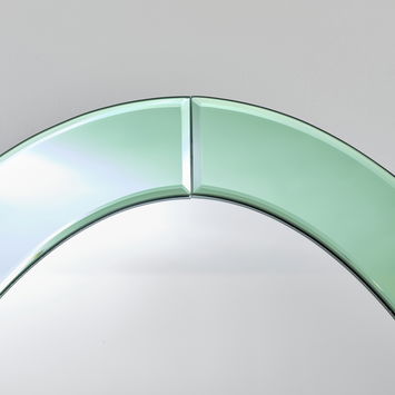 Green Glass Oval Wall Mirror - 79cm x 50cm