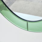 Green Glass Oval Wall Mirror - 79cm x 50cm