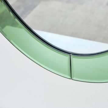 Green Glass Oval Wall Mirror - 79cm x 50cm