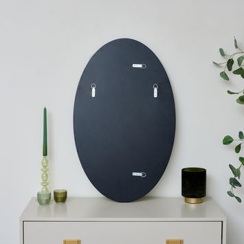 Green Glass Oval Wall Mirror - 79cm x 50cm