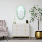 Green Glass Oval Wall Mirror - 79cm x 50cm