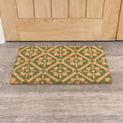 Green & Natural Geometric Tile Print Coir Door Mat