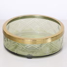 Green Patterned Glass Soap Dish with Gold Rim
