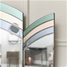 Green, Pink & Blue Glass Art Deco Triple Mirror 74cm x 60cm