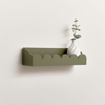 Green Scalloped Wall Storage Shelf - 40cm