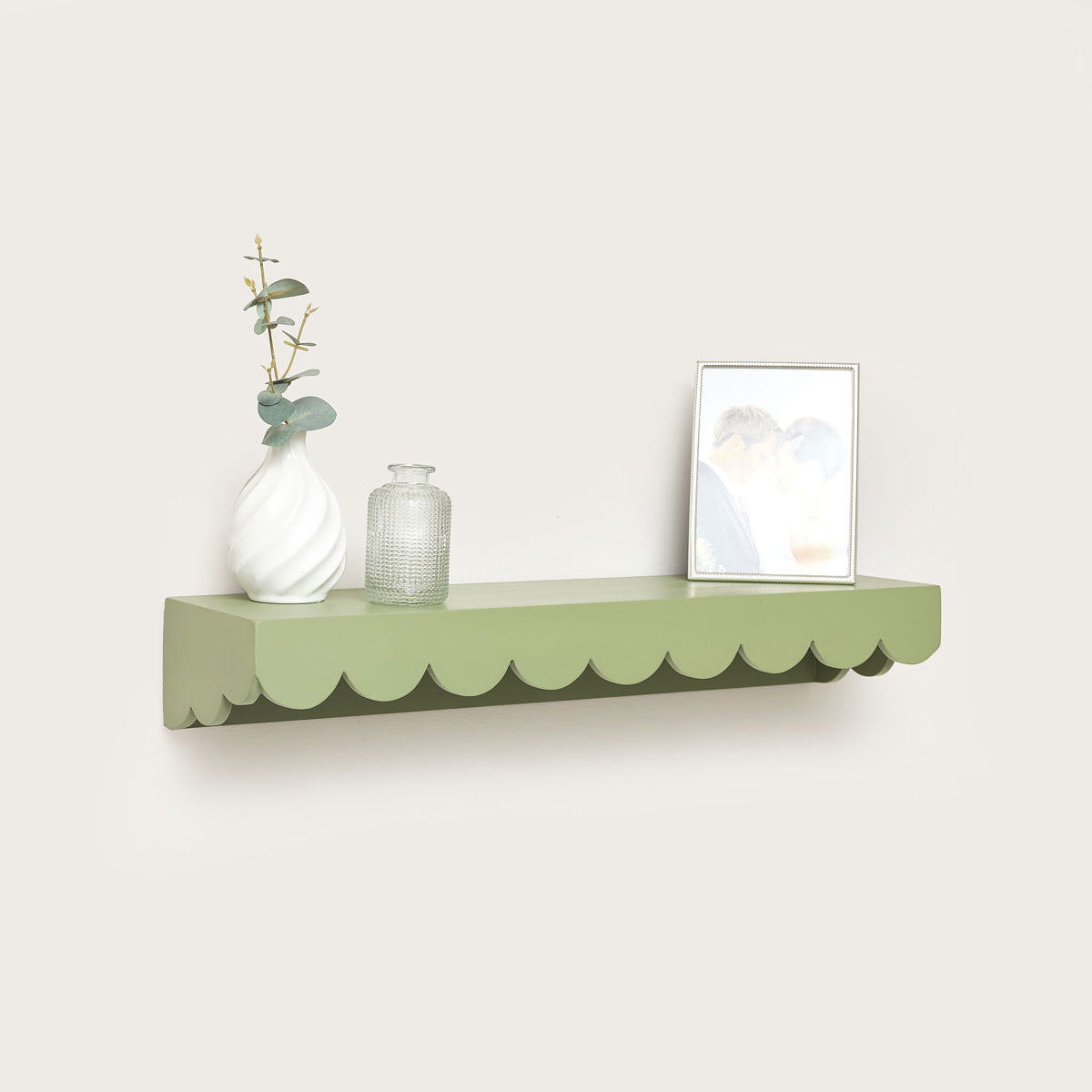 Green Scalloped Wall Storage Shelf 61cm Melody Maison