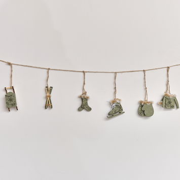 Green & White Winter Garland / Table Scatters - 120cm