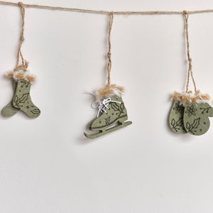Green & White Winter Garland / Table Scatters - 120cm