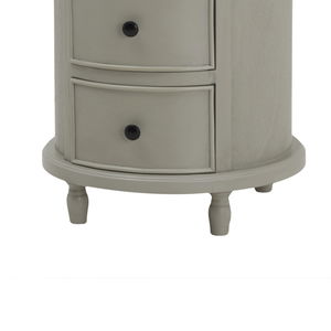 Grey 3 Drawer Round Side Table