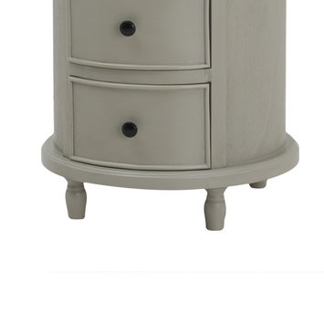 Grey 3 Drawer Round Side Table