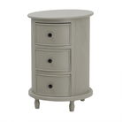 Grey 3 Drawer Round Side Table