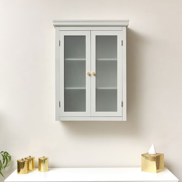 Grey Frosted Glass Fronted Wall Cabinet 75cm x 57cm