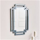 Grey Glass Art Deco Rectangle Wall Mirror - 80cm x 50cm 
