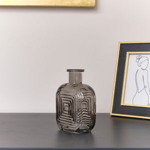 Grey Glass Small Square Shaped Vase 13.7cm