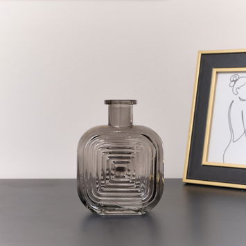 Grey Glass Small Square Shaped Vase 13.7cm