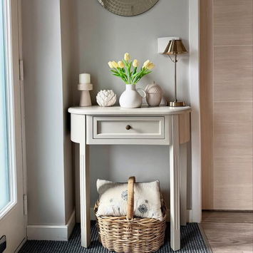 Grey Half Moon Table - Daventry Taupe-Grey Range 