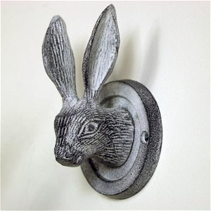 Grey Hare Head Coat Hook 8.5cm x 13cm