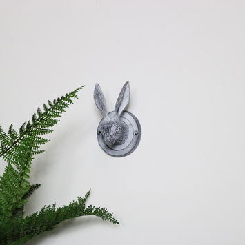 Grey Hare Head Coat Hook 8.5cm x 13cm