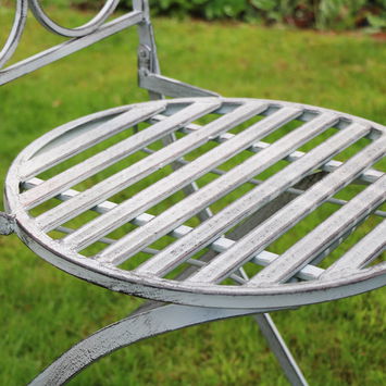 Grey Metal Garden Dining Bistro Set