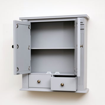 Grey Mirrored Bathroom Cabinet with Drawer Storage