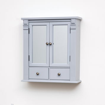 Grey Mirrored Bathroom Cabinet with Drawer Storage