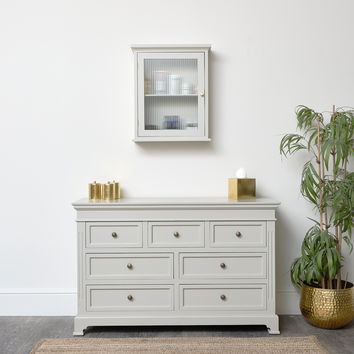 Grey Reeded Glass Fronted Wall Cabinet