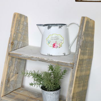 Grey Rustic Wooden Ladder Shelf Unit