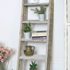 Grey Rustic Wooden Ladder Shelf Unit