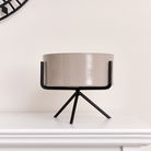 Grey Taupe Metal Planter Pot with Stand - 18cm