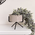 Grey Taupe Metal Planter Pot with Stand - 18cm