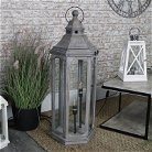 Grey Wooden Lantern Style Floor Lamp