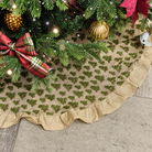 Hessian Tree Print Christmas Tree Skirt - 120cm