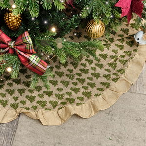 Hessian Tree Print Christmas Tree Skirt - 120cm