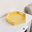 Hexagonal Lemon Yellow Scalloped Tray - 35cm