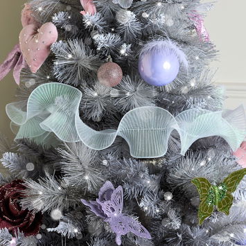 Iridescent Ice Sparkle Ruffle Christmas Tree Ribbon - 270cm