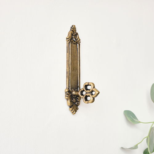 Antique Brass Gold Door Key Wall Hook 